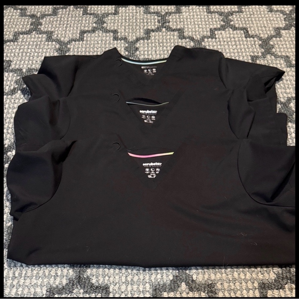 3 Scrubstar Black Short Sleeve Women's Scrub Tops